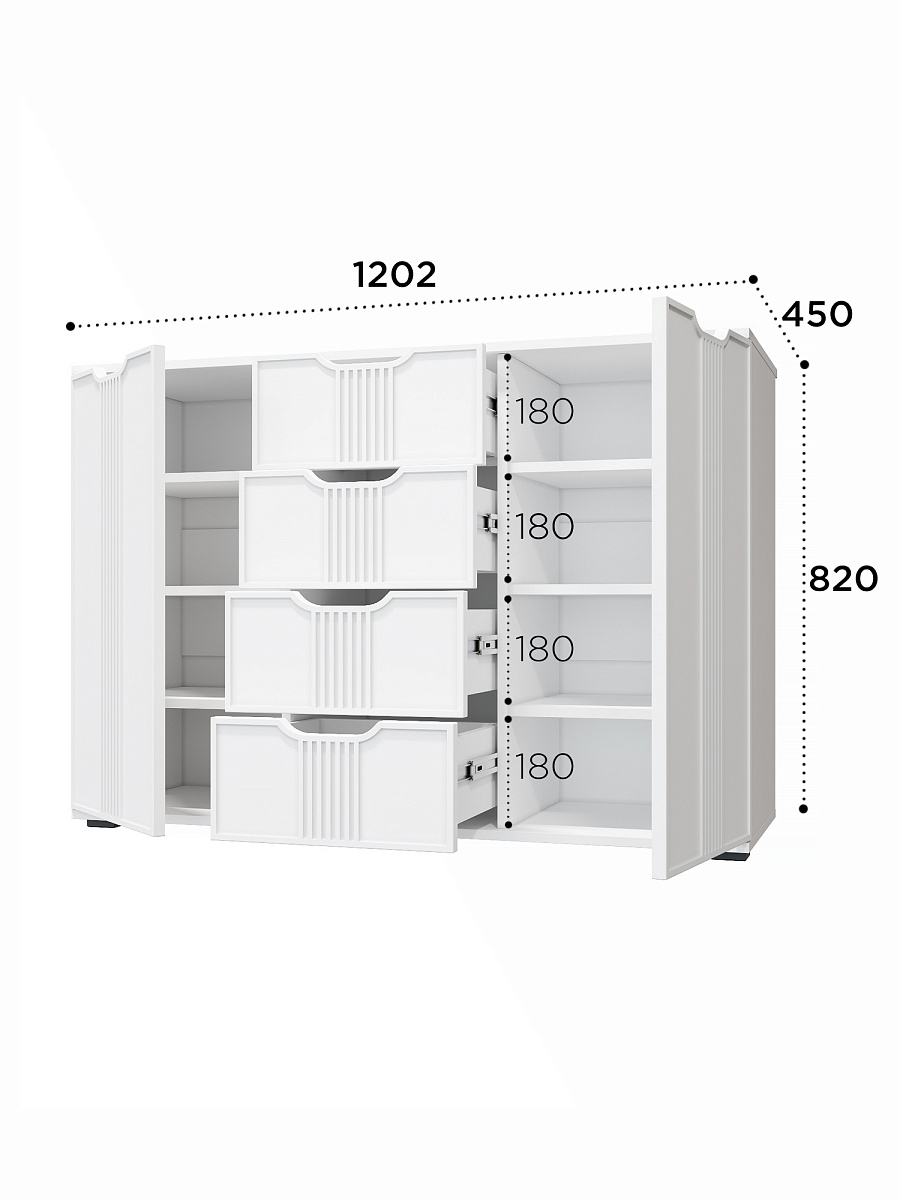 Комод Эмилия ЭЛ-21 белый структурный/меренга