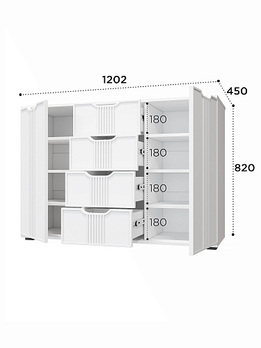 Комод Эмилия ЭЛ-21 белый структурный/меренга