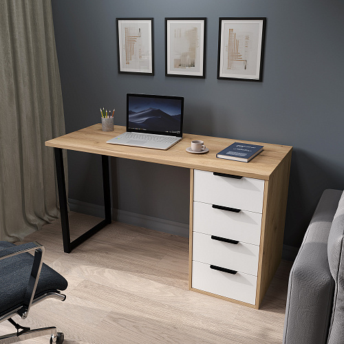 Стол С-402 дуб крафт золотой/меренга (1350х550)