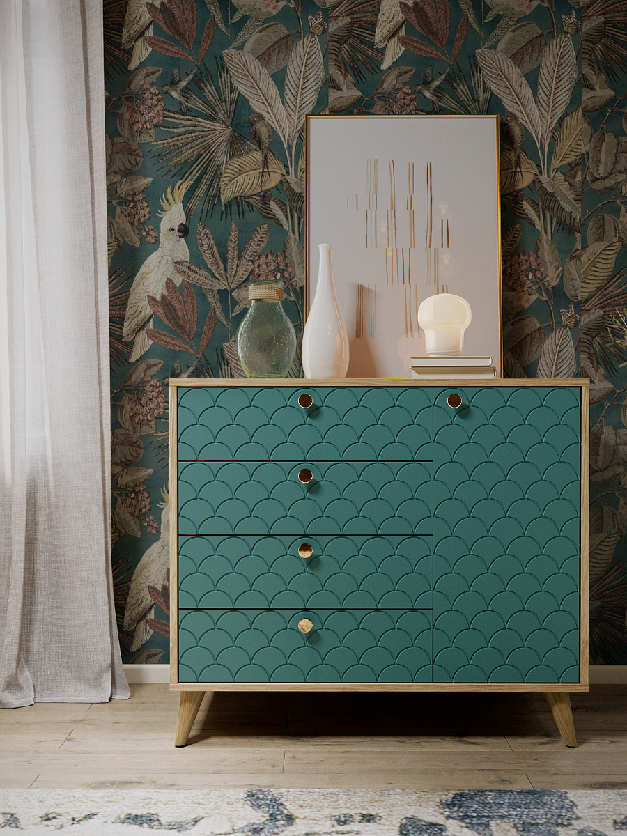 Комод Велламо ВО-11 блэквуд ячменный/бирюза