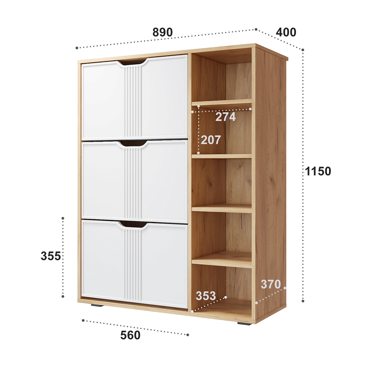 Тумба Эмилия ЭЛ-42 дуб крафт золотой/меренга