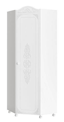 Шкаф угловой Ассоль АС-521К (правый c короной) белое дерево