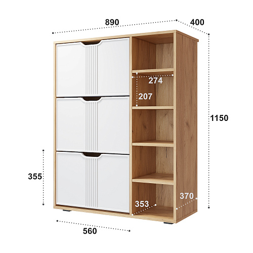 Тумба Эмилия ЭЛ-42 дуб крафт золотой/меренга