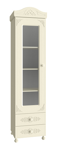 Шкаф-пенал со стеклом Ассоль плюс АС-1 ваниль