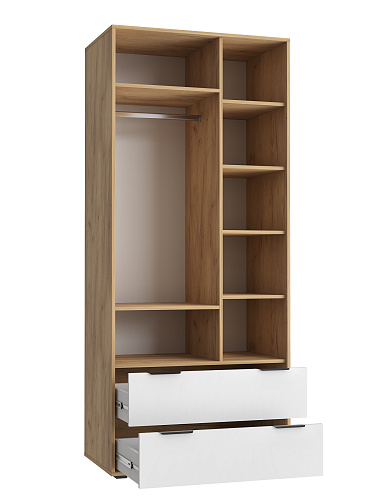 Шкаф платяной Оптима ОП-25 дуб крафт золотой/меренга