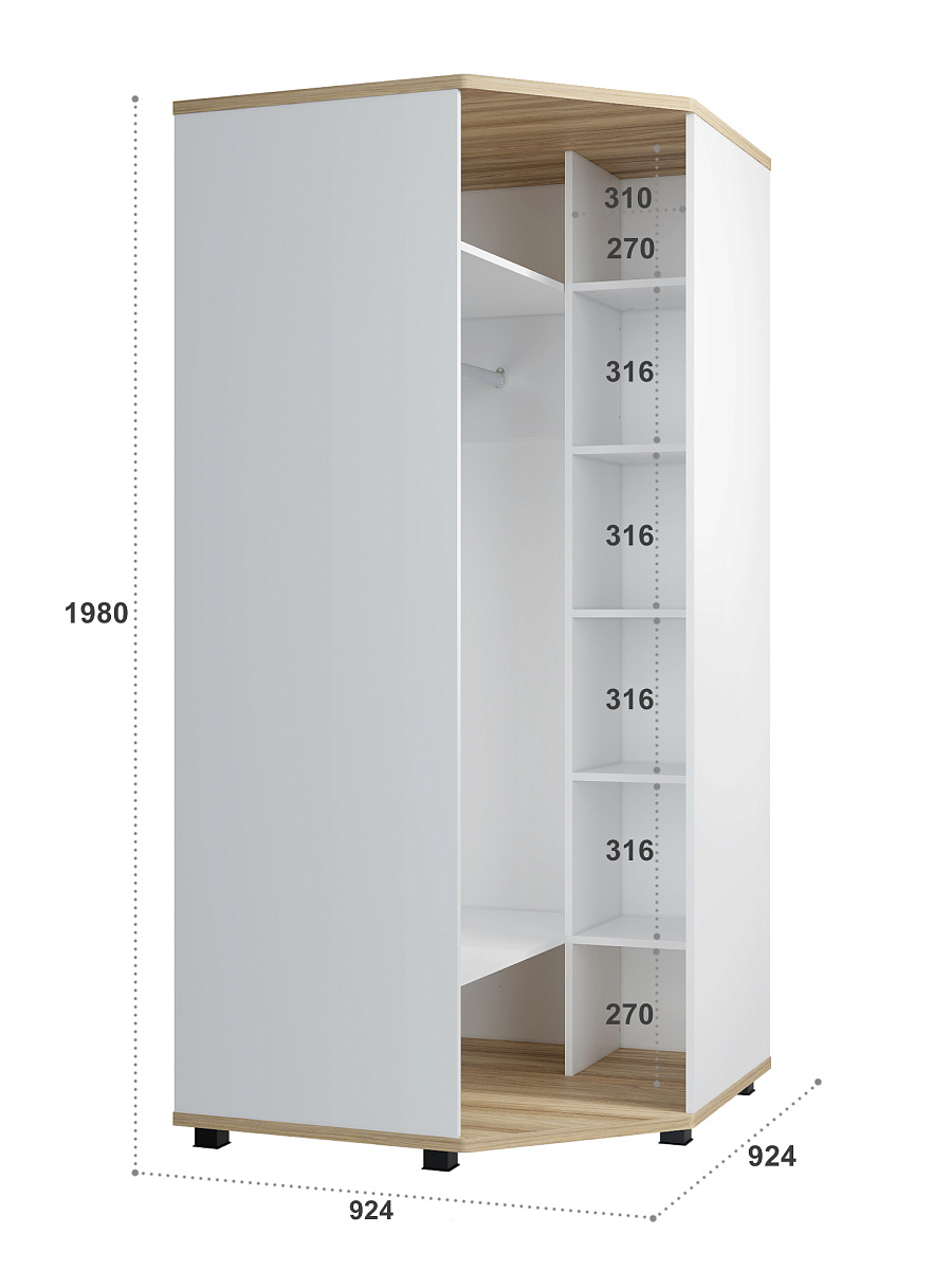 Шкаф угловой Скайлайт СЛ-1К блэквуд ячменный/белый/меренга