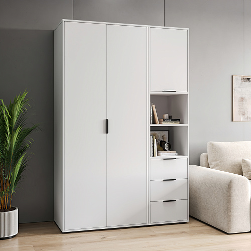 Шкаф для одежды Оптима ОП-01 белый структурный/меренга