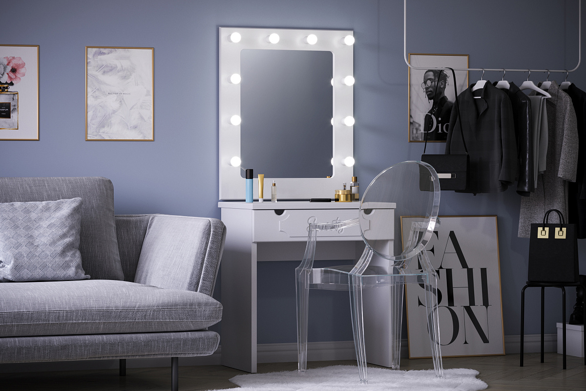 Зеркало ДримСтар ДС-40 белое дерево