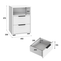 Тумба прикроватная Оптима ОП-07 белый структурный/меренга