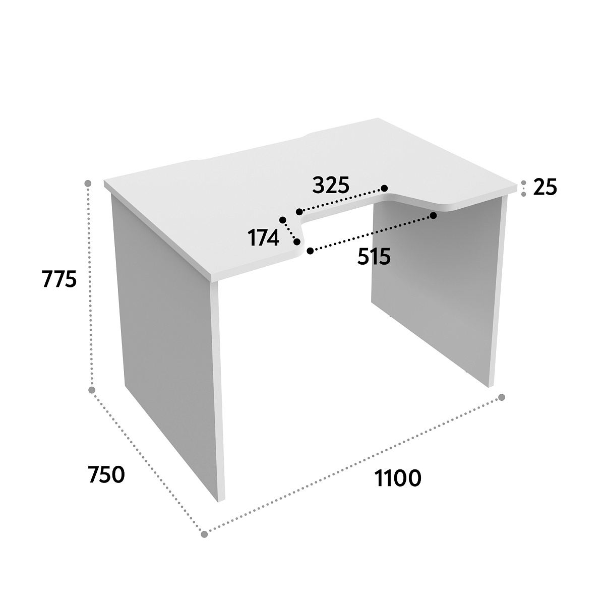 Геймерский стол С-241 белый/белый (1100х750)