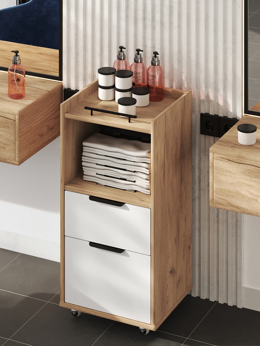 Тумба комбинированная К-33 дуб крафт золотой/меренга