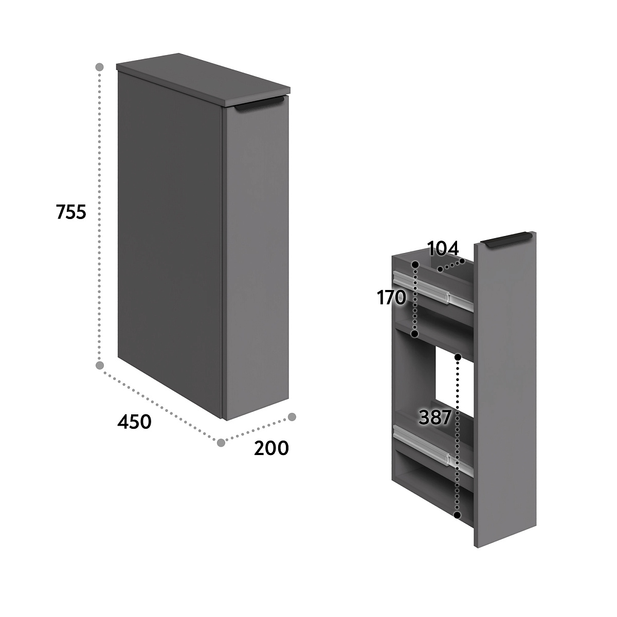 Тумба К-40 серый графит