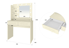 Туалетный столик с зеркалом Ассоль Лайт ТСН-5 ваниль
