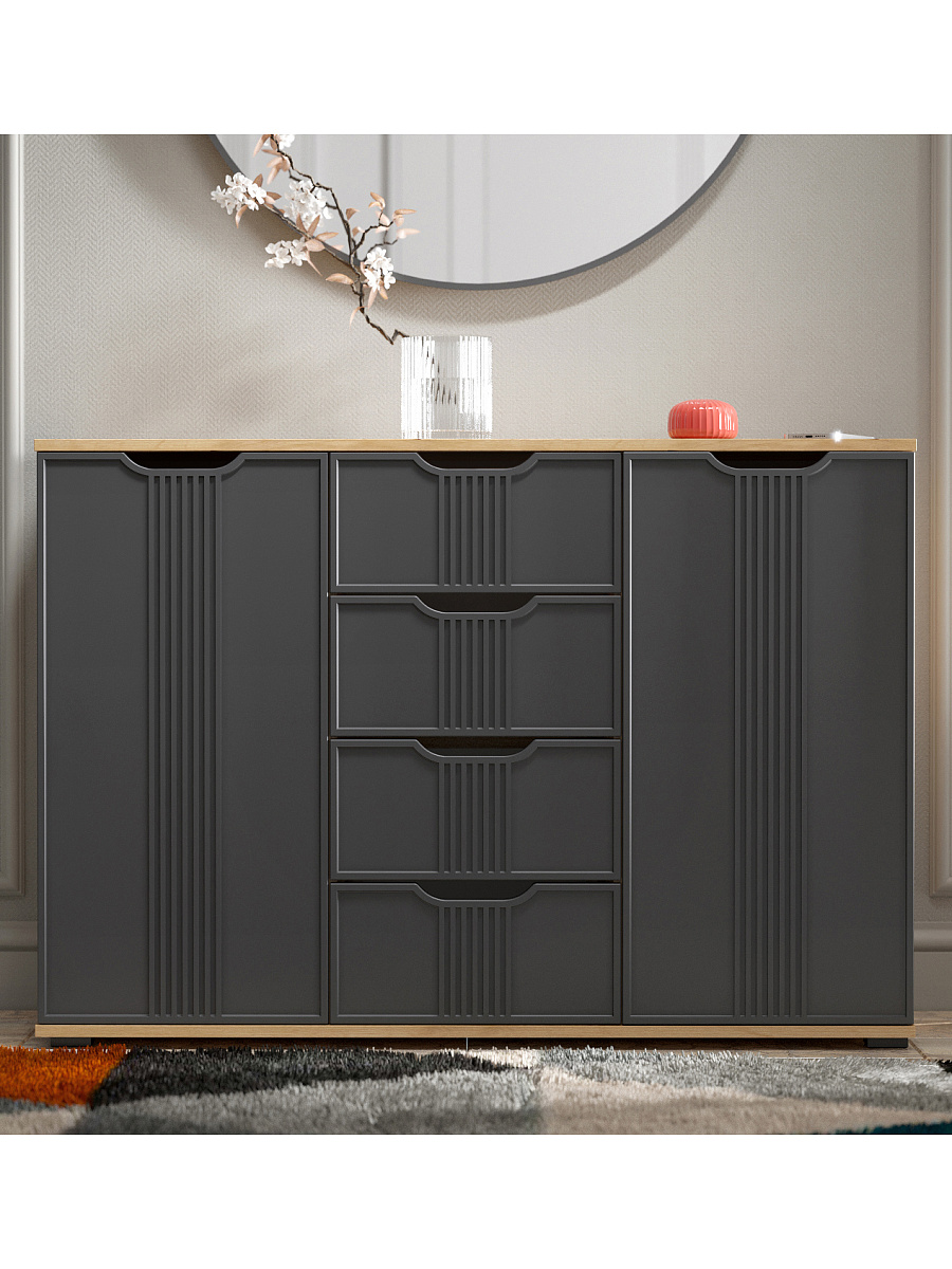 Комод Эмилия ЭЛ-21 дуб крафт золотой/графит