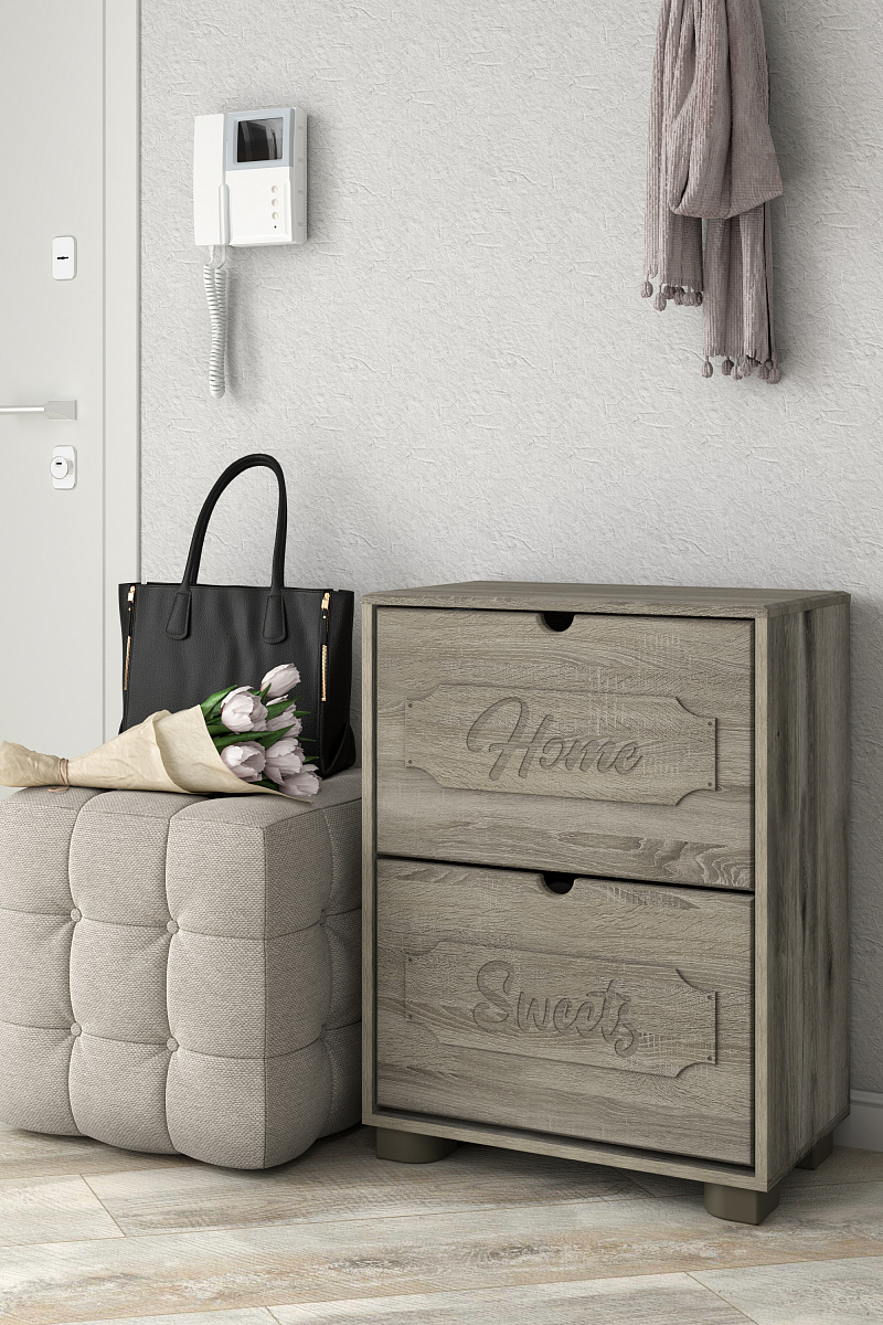 Тумба для обуви ДримСтар ДС-22 дуб эвок/дуб сонома темный