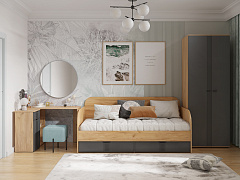 Кровать Эмилия ЭЛ-48 (90/200) дуб крафт золотой/графит