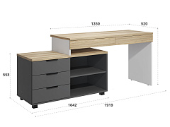 Стол Скайлайт СЛ-21К блэквуд ячменный/графит/белый