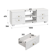 Тумба для ТВ Монблан МБ-39К белое дерево