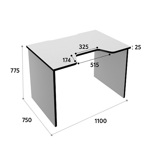 Геймерский стол С-241 белый/черный (1100х750)
