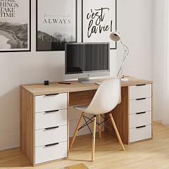 Стол С-403 дуб крафт золотой/меренга (1600х550)