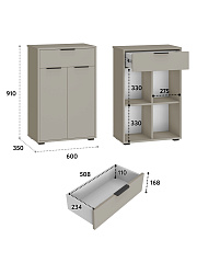 Комод Оптима ОП-06 глиняный серый/риолит