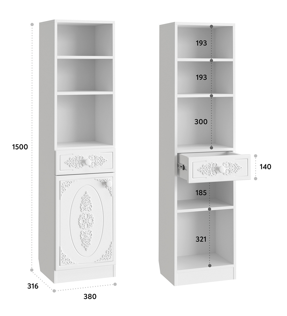 Шкаф Ассоль АС-65 белое дерево