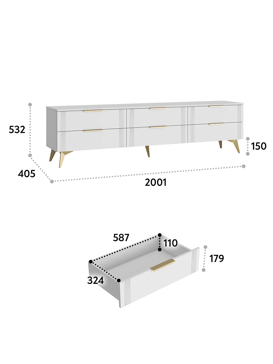 Тумба ТВ Стелла СТ-01 белый бриллиант/бланж