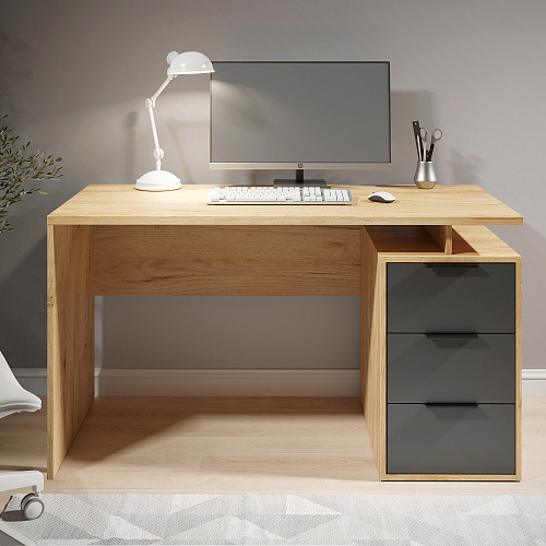 Стол С-407 дуб крафт золотой/графит (1350*600)