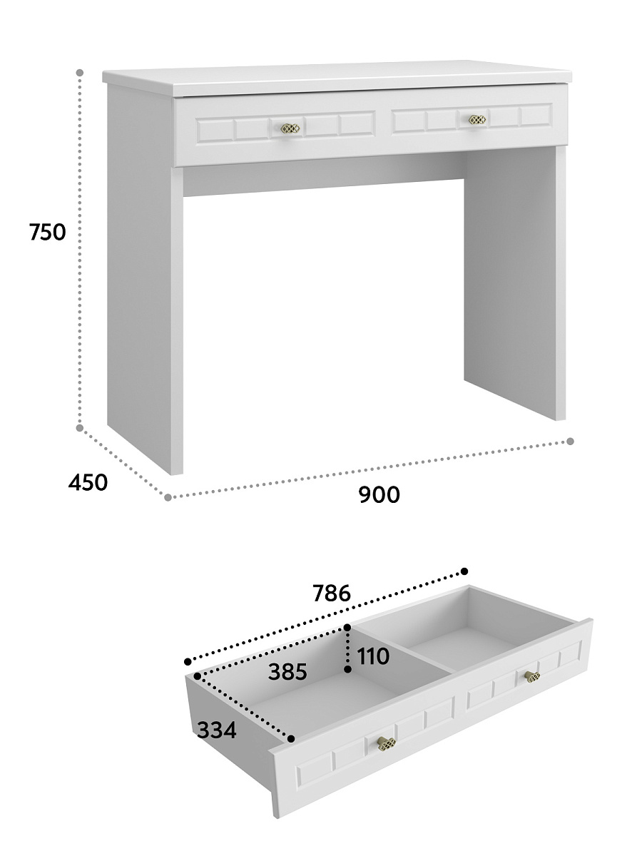 Туалетный столик Монблан МБ-73К белое дерево