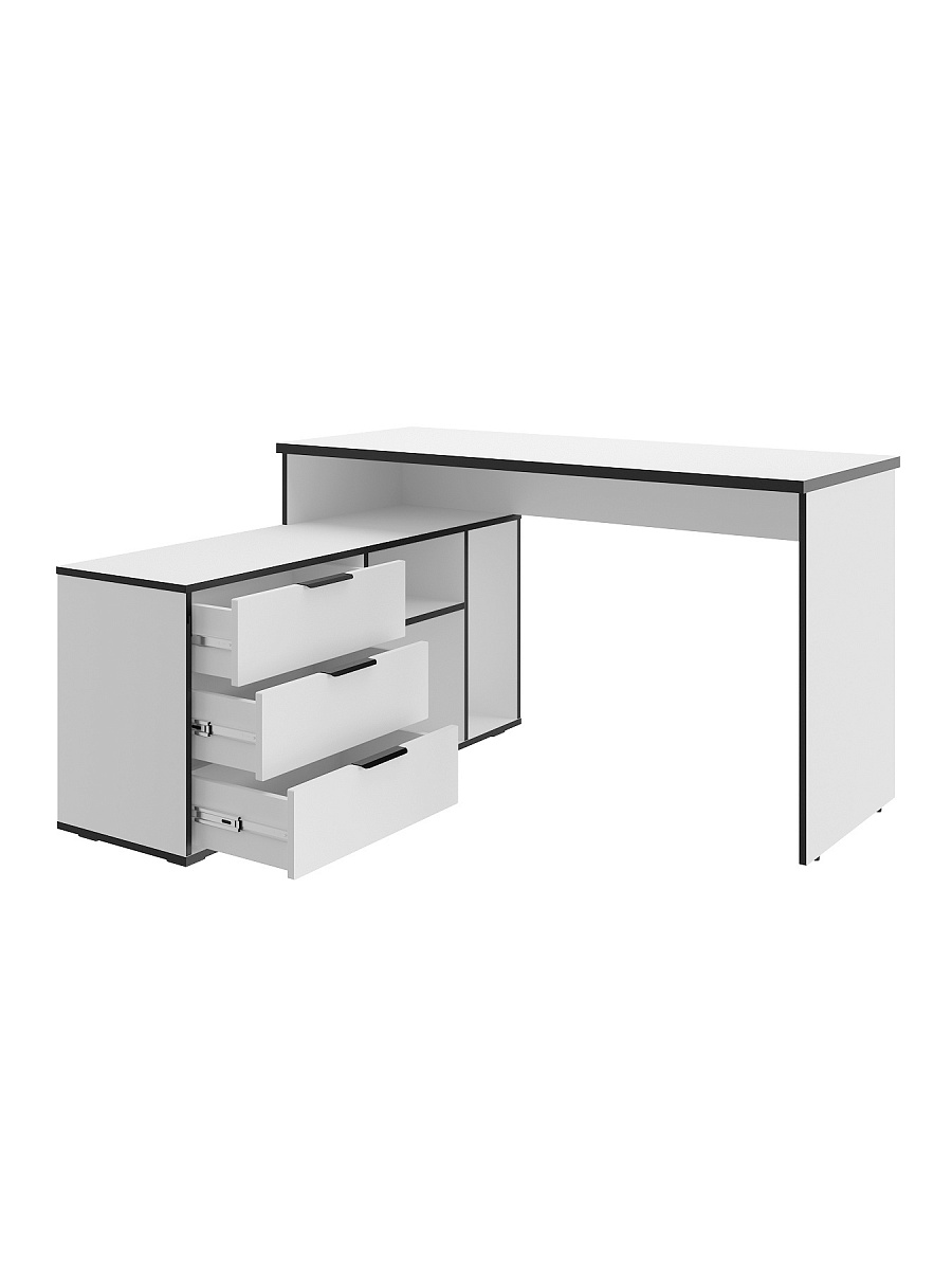 Стол угловой Оптима ОП-21 белый структурный/меренга/черная кромка