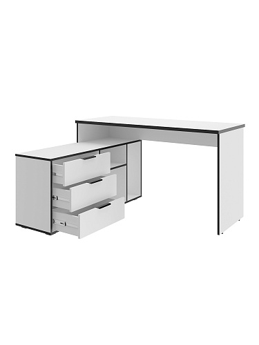 Стол угловой Оптима ОП-21 белый структурный/меренга/черная кромка