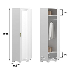 Шкаф угловой с зеркалом «Монблан» МБ-20К белое дерево