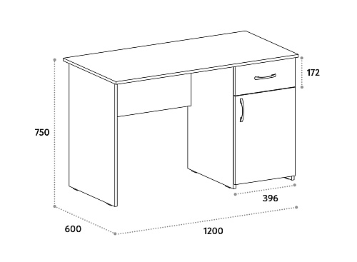 Стол письменный С-113K дуб крафт табачный