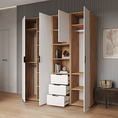 Комплект мебели для прихожей Оптима ОП-107 дуб крафт золотой/меренга