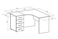 Комплект стол с тумбой ОФ-10+ОФ-20 блэквуд сатиновый