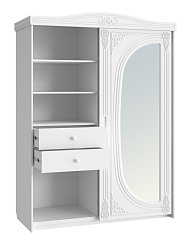 Шкаф-купе с зеркалом Ассоль АС-16 белое дерево
