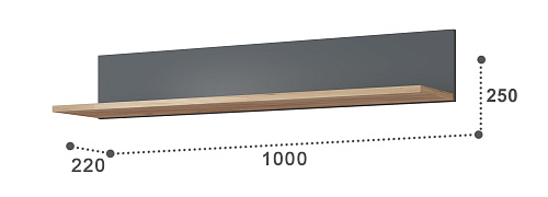 Полка Эмилия ЭЛ-10 дуб крафт золотой/графит