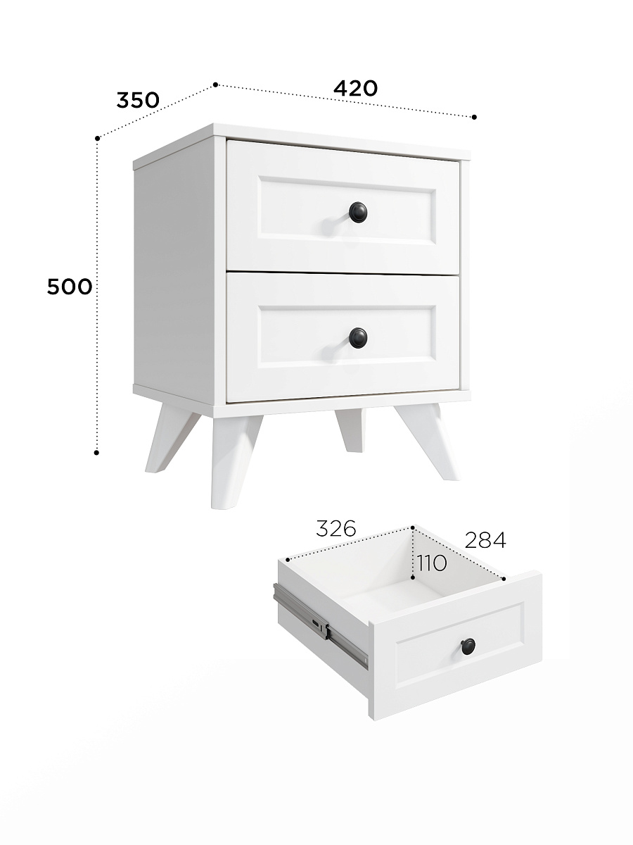 Тумба прикроватная Вильям ВМ-14 белый бриллиант/бланж