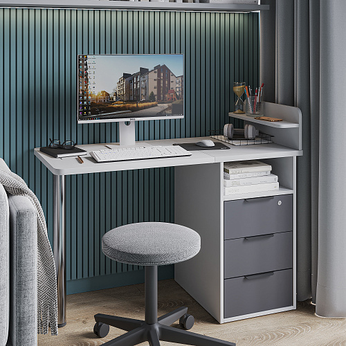 Стол С-405 белый структурный/графит