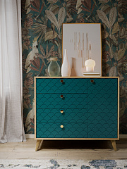 Комод Велламо ВО-11 блэквуд ячменный/морская волна