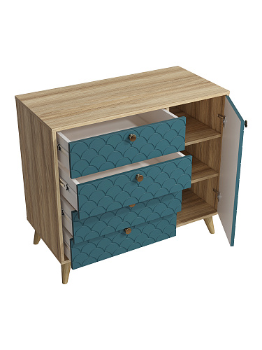 Комод Велламо ВО-11 блэквуд ячменный/морская волна