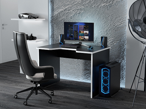 Геймерский стол С-241 черный/белый (1100х750)