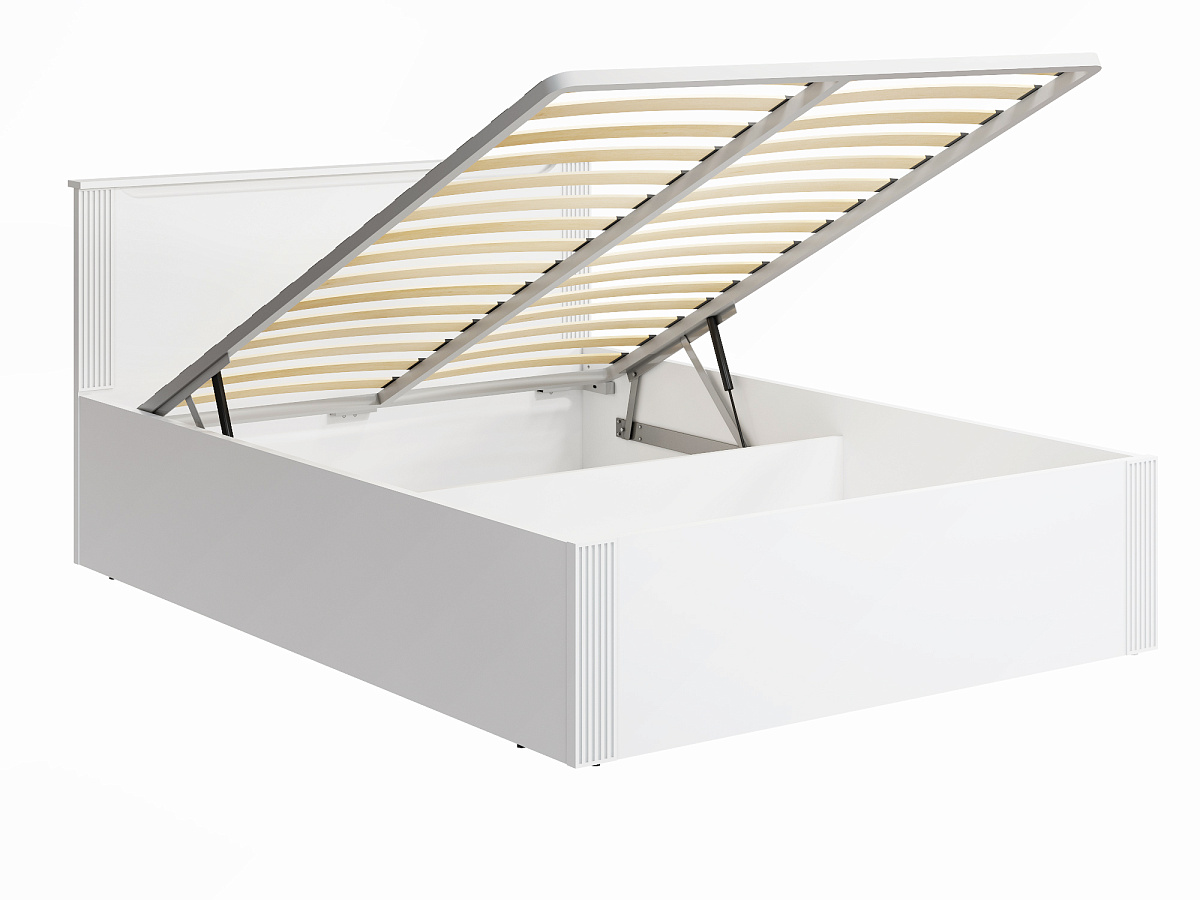 Кровать с ПМ Эмилия ЭЛ-33 (140х200) белый структурный/меренга