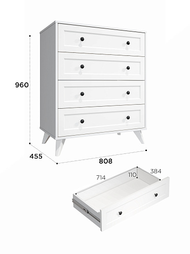 Комод Вильям ВМ-12 белый бриллиант/бланж