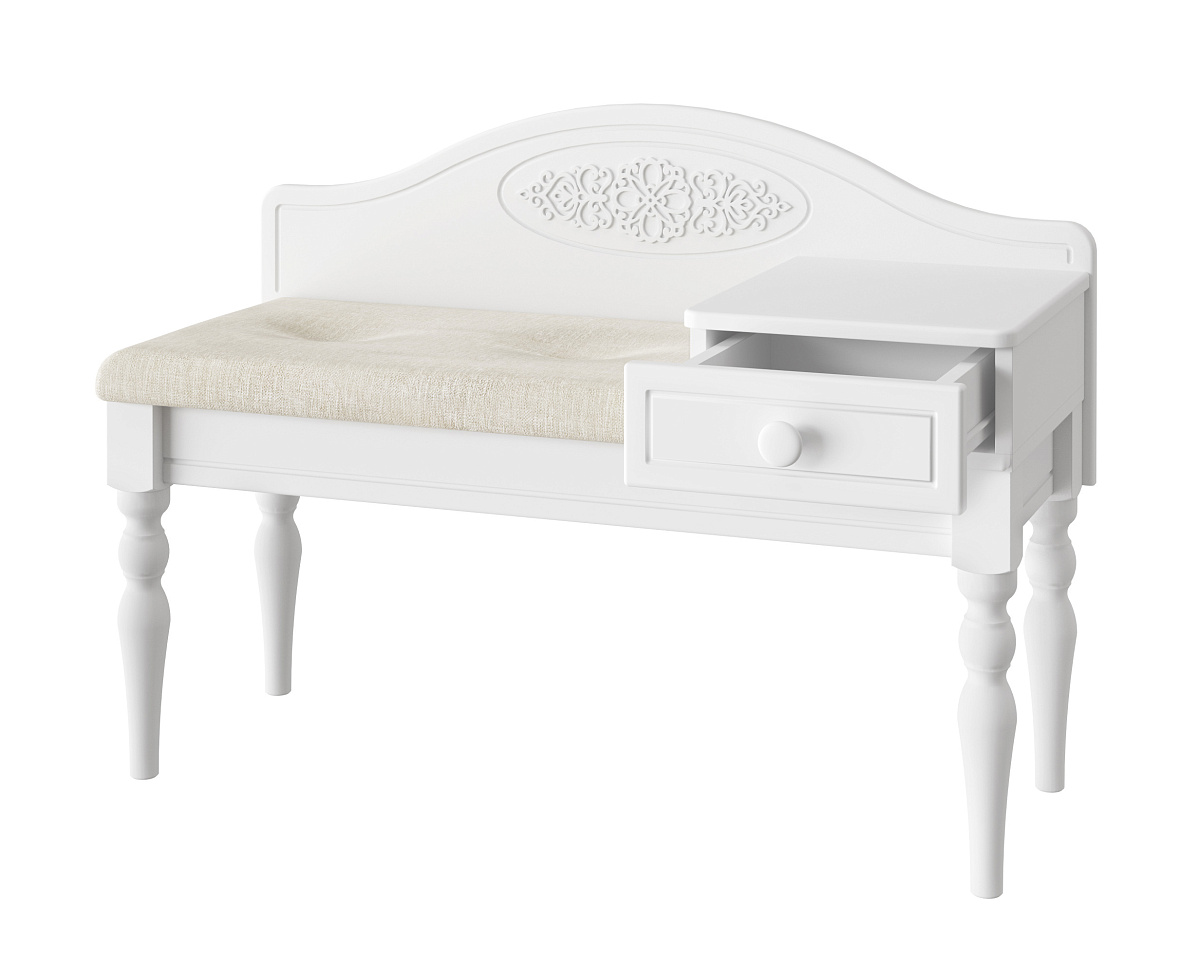 Банкетка Ассоль АС-41 (ящик справа) белое дерево