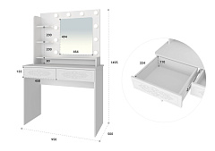 Туалетный столик с зеркалом Ассоль Лайт ТСН-5 белое дерево