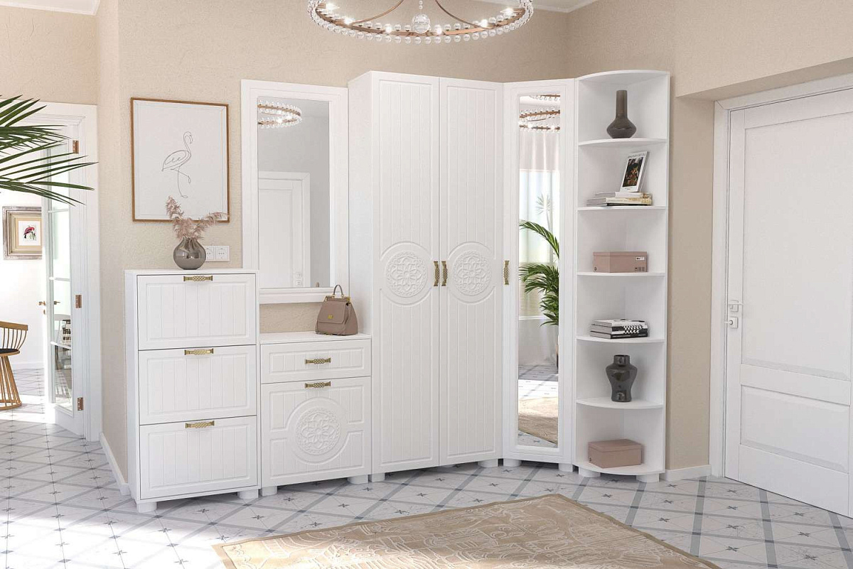 Гарнитур для прихожей «Монблан 2020-06» белое дерево