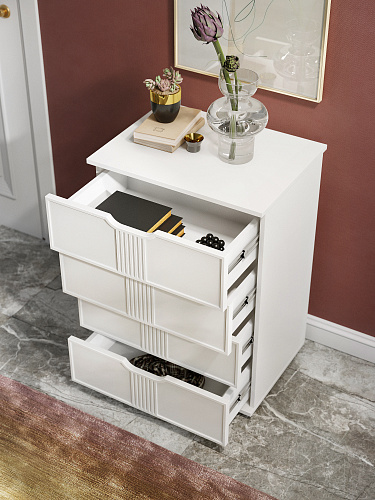 Комод Эмилия ЭЛ-19 белый структурный/меренга