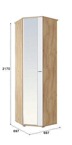 Шкаф угловой Эмилия ЭЛ-14К с зеркалом дуб крафт золотой/меренга
