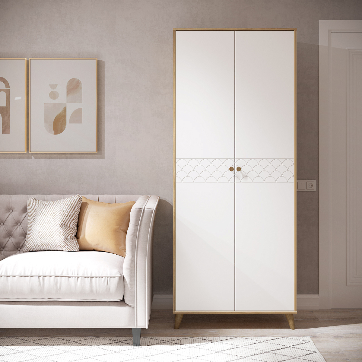 Шкаф Велламо ВО-06 блэквуд ячменный/бланж